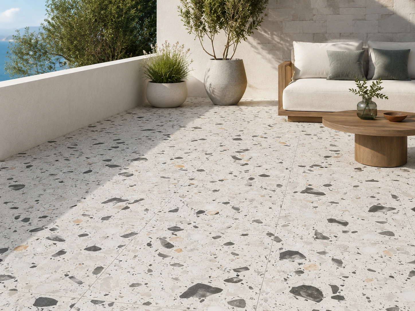 gạch terrazzo lát sân vườn